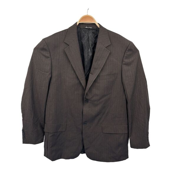 Acquaviva Blazer Suit Jacket Men's 44L‎ Brown Classic Striped Sport Coat Vented - Picture 1 of 6
